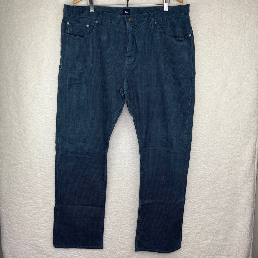 Gap Mens Blue Teal Corduroy Straight Leg 5-Pocket Pants 40 x 32